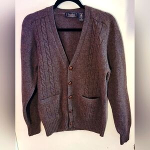 Finalist Vintage 100% Shetlan Wool Brown Men's Buttoned Sweater
